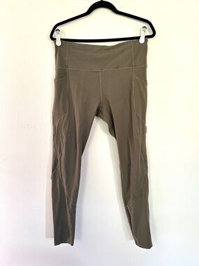 Women's Olive Green Athletic Leggings with Pockets XL